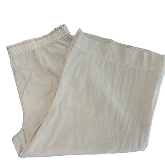 PURE JILL Womens L Khaki Elastic Waist Wide Leg 100% Lyocell Pants - Picture 13 of 14